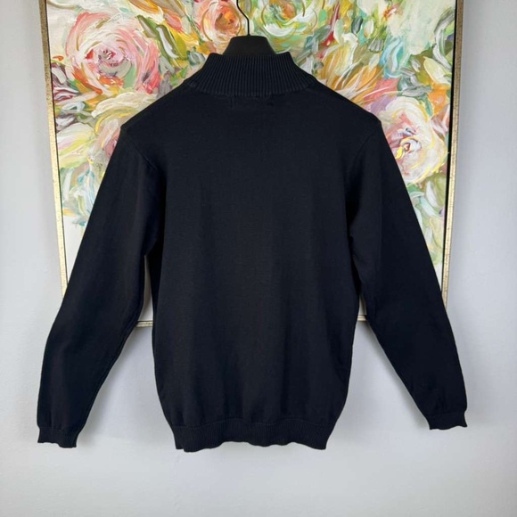 Oscar de la Renta Men’s Quarter Zip Sweater – Black - Picture 6 of 10